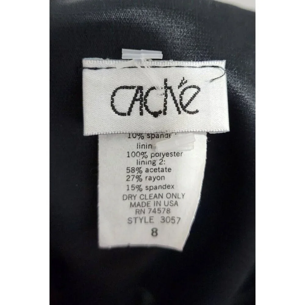 Vtg Y2K Cache Women's Strapless Sheath Dress Asymmetrical Hem Red Velvet Size 8 - Picture 9 of 11